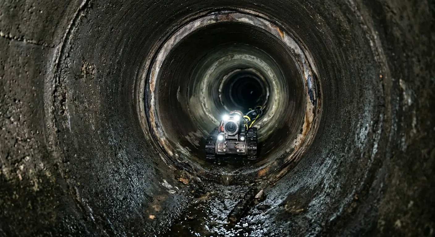 Robotic sewer camera inspecting pipe interior for Sewer Line Repair in Locust Grove